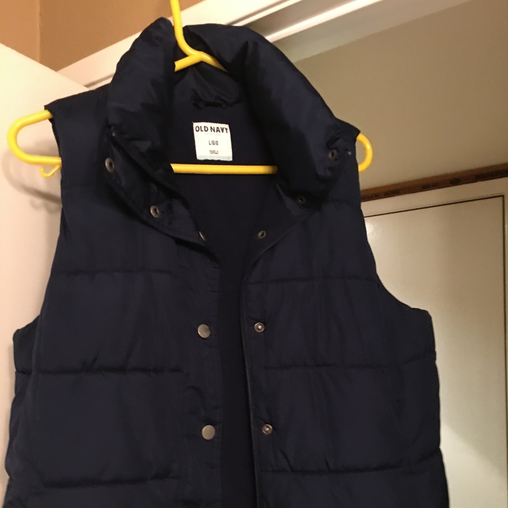 OLD NAVY Fleece Lined Navy Blue Puffer Vest - L